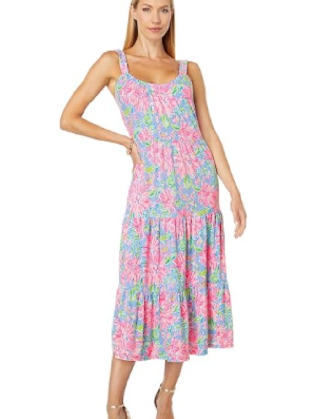 Lilly Pulitzer Loro Midi Tiered Dress in Sunrise Bay